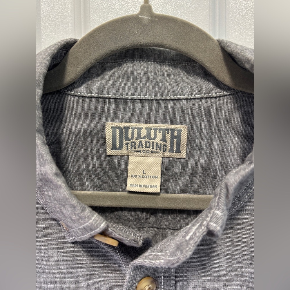 Duluth Trading Co. Men's Casual Grey Button‎ Down Shirt Size Large - Picture 5 of 11